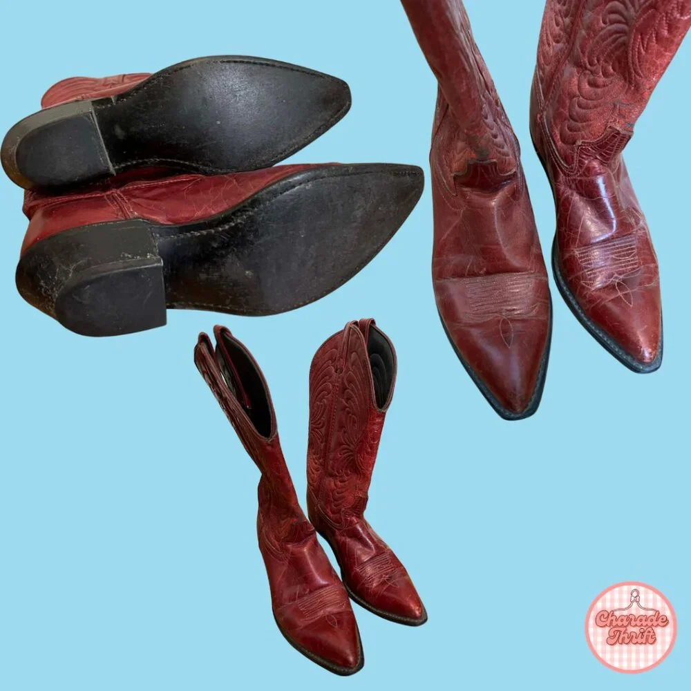 Laredo - Vintage Red/Burgundy Cowboy Boots - Picture 2 of 3
